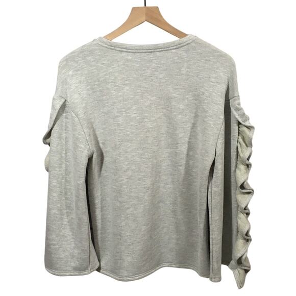 Chelsea & Theodore Embroidered Ruffle Sweatshirt - Gray - Small - Picture 3 of 8
